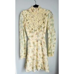 Vintage 1970s Floral and Lace Prairie Dress, Youth Size *AS IS*